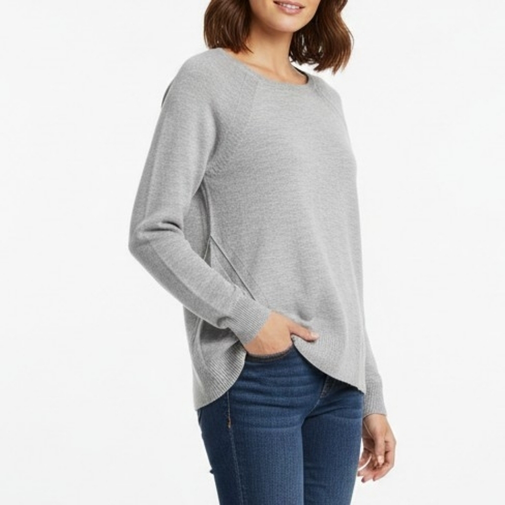 Eileen Fisher Italian Yarn Gray Sweater, Sz L (Runs Small)